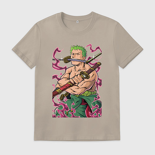 Мужская футболка Ван-пис Зоро пират / Миндальный – фото 1