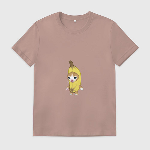 Мужская футболка Кот банан из мема милый маленький котенок / Пыльно-розовый – фото 1