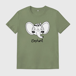 Футболка хлопковая мужская Слоник милаш, цвет: авокадо