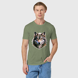Футболка хлопковая мужская Серьёзный волчара, цвет: авокадо — фото 2