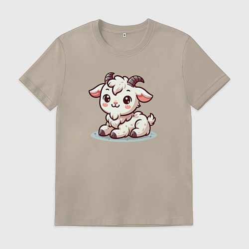 Мужская футболка Милый козлик / Миндальный – фото 1