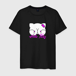 Футболка хлопковая мужская Hello titty кошечка, цвет: черный