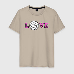 Футболка хлопковая мужская Love volley, цвет: миндальный