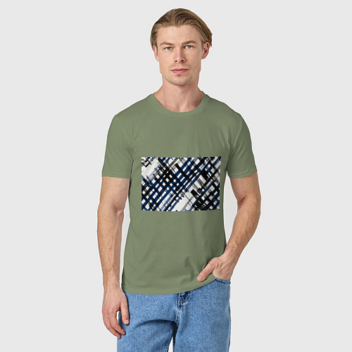 Мужская футболка Косая клетка бело-синяя / Авокадо – фото 3