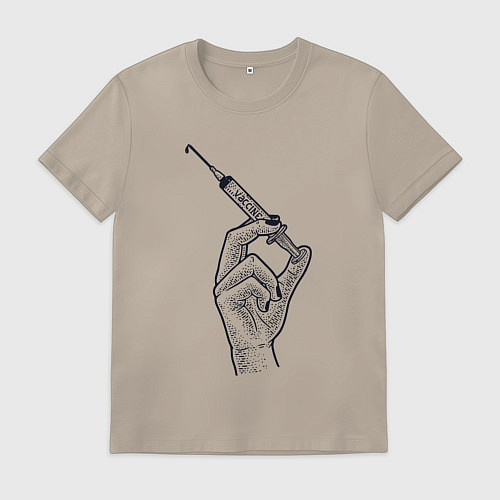 Мужская футболка Шприц с вакциной / Миндальный – фото 1