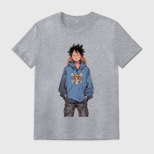 Мужская футболка Ван-Пис Луффи Монки / Меланж – фото 1