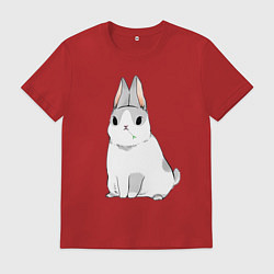 Футболка хлопковая мужская Кролик жует траву, цвет: красный