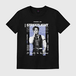 Футболка хлопковая мужская Stray kids Changbin streetlight, цвет: черный