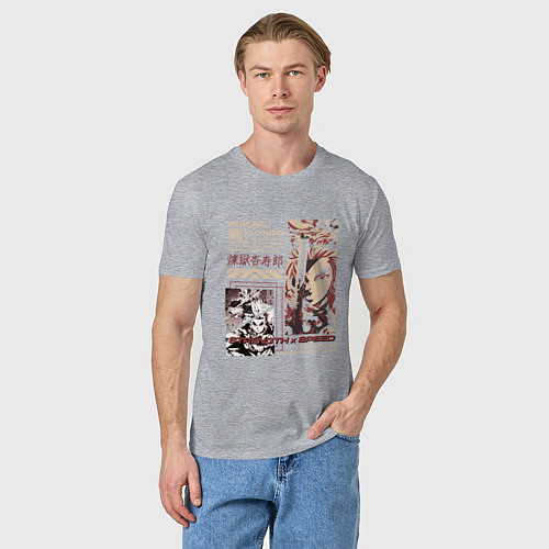 Мужская футболка Клинок рассекающий демонов Ренгоку мощь и скорость / Меланж – фото 3