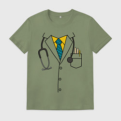 Футболка хлопковая мужская Халат врача, цвет: авокадо