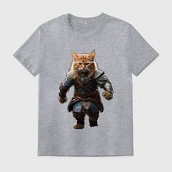 Футболка хлопковая мужская Кот викинг, цвет: меланж
