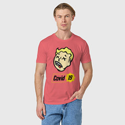 Футболка хлопковая мужская Vault boy - covid 19, цвет: коралловый — фото 2