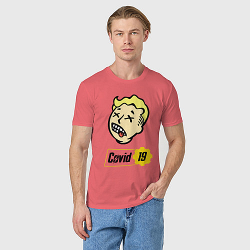 Мужская футболка Vault boy - covid 19 / Коралловый – фото 3