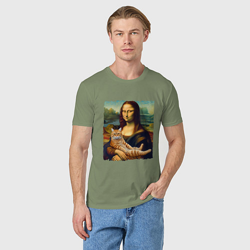 Мужская футболка Мона Лиза с рыжим котом / Авокадо – фото 3