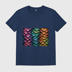 Футболка хлопковая мужская Цветная чешуя дракона, цвет: тёмно-синий