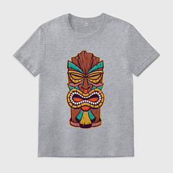 Футболка хлопковая мужская Африканская тики маска, цвет: меланж