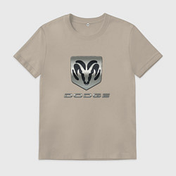 Футболка хлопковая мужская Додж лого, цвет: миндальный