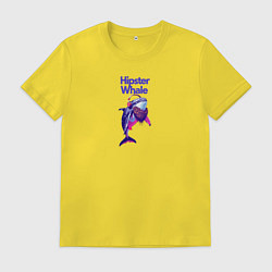Футболка хлопковая мужская Hipster whale, цвет: желтый
