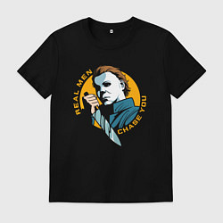 Футболка хлопковая мужская Michael real men chase you, цвет: черный