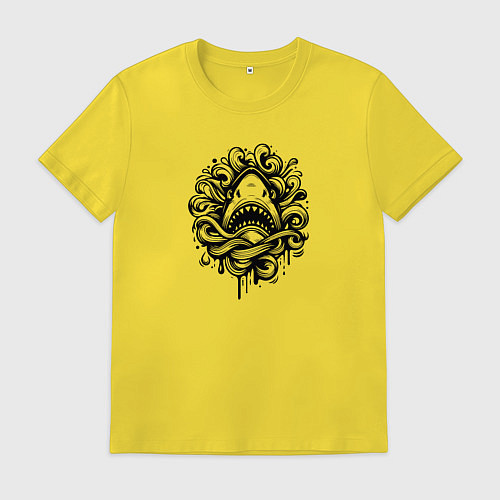 Мужская футболка Голова акулы в волнах тату / Желтый – фото 1