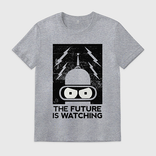 Мужская футболка Бендер - будущее наблюдает / Меланж – фото 1