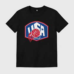 Футболка хлопковая мужская Баскетбол США, цвет: черный