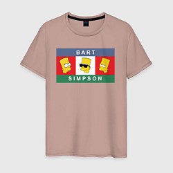 Футболка хлопковая мужская Bart Simpson дикая голова, цвет: пыльно-розовый