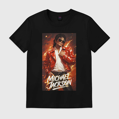 Мужская футболка Michael Jackson in the red jacket / Черный – фото 1