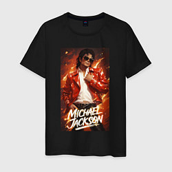 Футболка хлопковая мужская Michael Jackson in the red jacket, цвет: черный