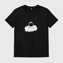 Футболка хлопковая мужская Космонавт в облаках, цвет: черный
