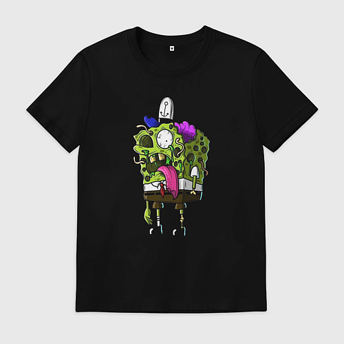 Мужская футболка Спанч Боб - зомби / Черный – фото 1