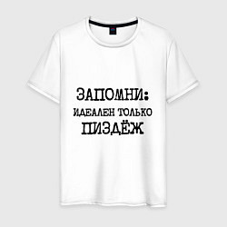 Футболка хлопковая мужская Запомни: идеален только пиздеж, цвет: белый