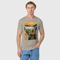Футболка хлопковая мужская Морж кричит на картине Эдварда Мунка - мем искусст, цвет: миндальный — фото 2
