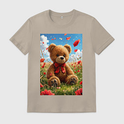 Футболка хлопковая мужская Медвежонок, цвет: миндальный