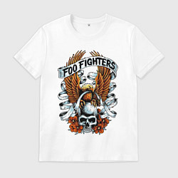Футболка хлопковая мужская Foo Fighters - eagle, цвет: белый
