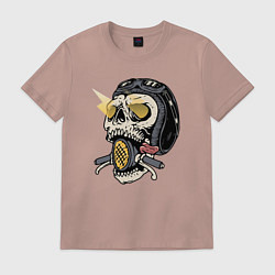 Футболка хлопковая мужская Смертельный байк, цвет: пыльно-розовый
