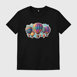 Футболка хлопковая мужская Большие воздушные шары, цвет: черный