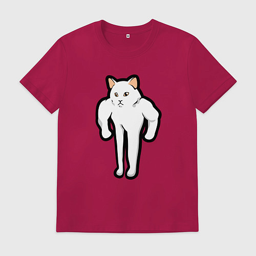 Мужская футболка Кот качок / Маджента – фото 1