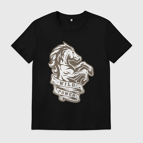Мужская футболка Конь - дикая энергия / Черный – фото 1