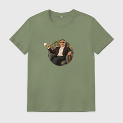 Футболка хлопковая мужская Леонид Каневский с чашкой, цвет: авокадо