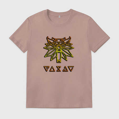 Мужская футболка Ведьмак лого градиент / Пыльно-розовый – фото 1