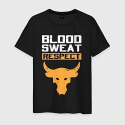 Футболка хлопковая мужская Blood sweet respect logo, цвет: черный