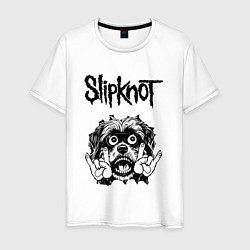 Футболка хлопковая мужская Slipknot - rock dog, цвет: белый