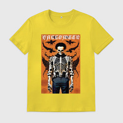 Футболка хлопковая мужская Cool skeleton - halloween poster, цвет: желтый
