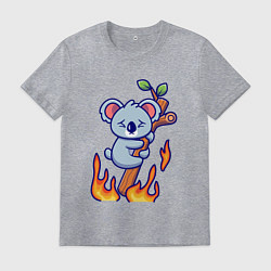 Футболка хлопковая мужская Пожар у коалы, цвет: меланж