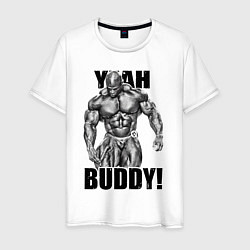 Футболка хлопковая мужская Ronnie Coleman- yeah buddy, цвет: белый