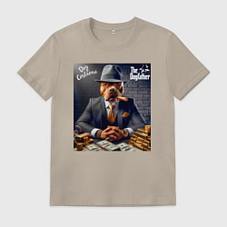 Футболка хлопковая мужская Dog Corleone - ai art fantasy, цвет: миндальный