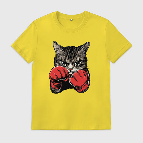 Мужская футболка Кот боксер / Желтый – фото 1