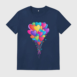 Футболка хлопковая мужская Яркие шарики сердечки, цвет: тёмно-синий