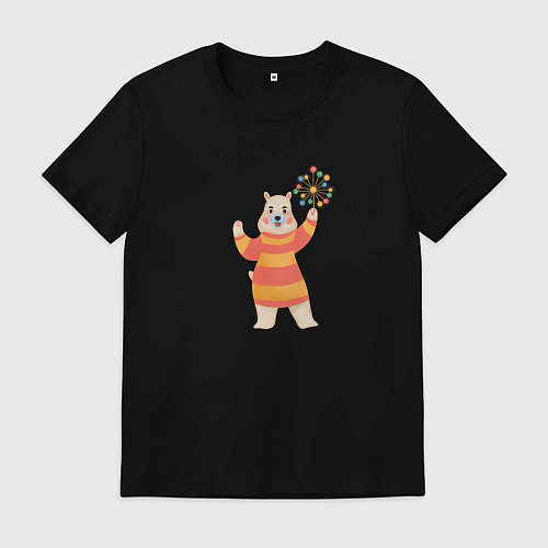 Мужская футболка Белый медведик / Черный – фото 1